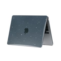 MacBook Air M3 13.6'' 2024 A3113 uyumlu Kılıf Simli Parlak Koruyucu Kapak Yaldızlı Hava Kanallı Lacivert