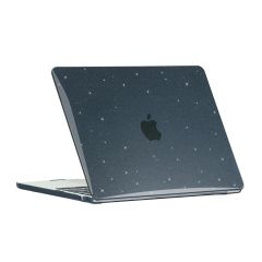 MacBook Air M3 13.6'' 2024 A3113 uyumlu Kılıf Simli Parlak Koruyucu Kapak Yaldızlı Hava Kanallı Lacivert