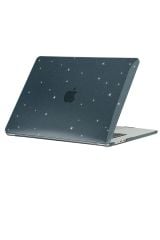 MacBook Air M3 13.6'' 2024 A3113 uyumlu Kılıf Simli Parlak Koruyucu Kapak Yaldızlı Hava Kanallı Lacivert