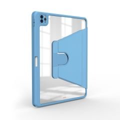 iPad Pro 11 4. Nesil 2022 M2 Uyumlu Kılıf 360° Dönebilen Kalem Bölmeli Standlı Akıllı Kapak Premium Mavi
