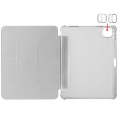 iPad Air 11 M2 2024 uyumlu Kapaklı Kılıf Kalem Bölmeli Tri Fold Standlı Uyku Modlu Akıllı Kapak Gri
