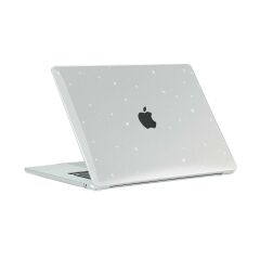 MacBook Air 15 M3 2024 A3114 15.3'' uyumlu Kılıf Simli Parlak Koruyucu Kapak Yaldızlı Hava Kanallı Şeffaf