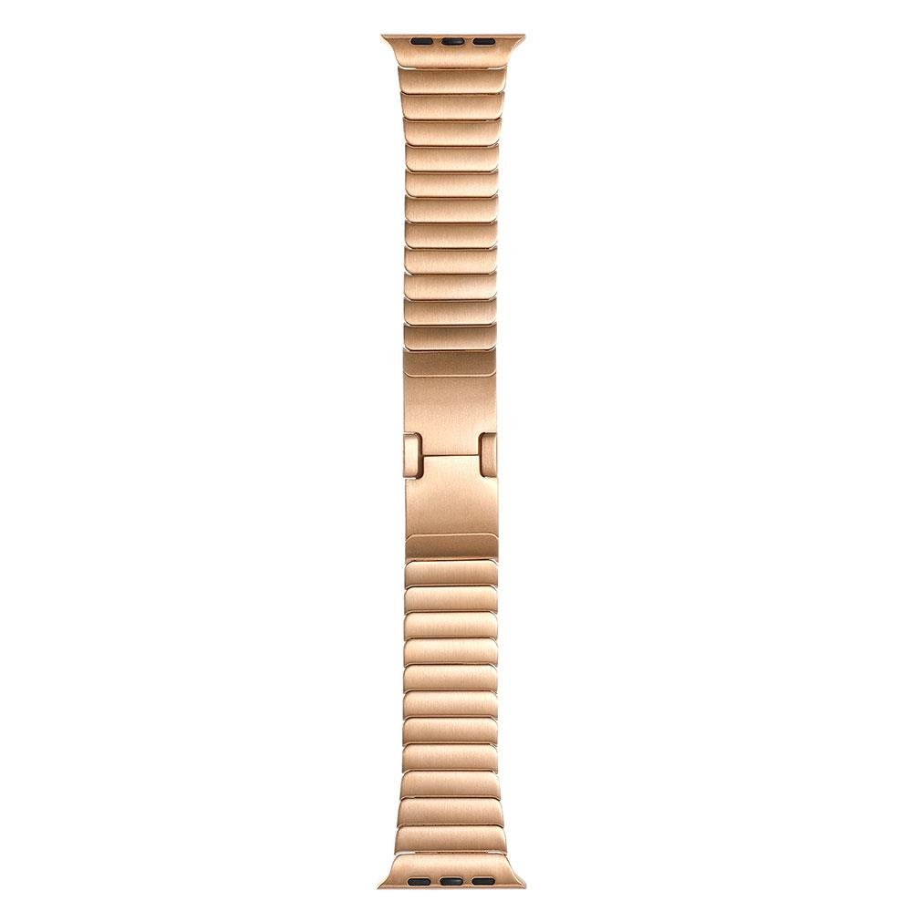 Apple Watch 7 8 45 mm uyumlu Metal Kordon Baklalı Model Bilezik Paslanmaz Çelik Kayış Kelebek Toka Rose Gold