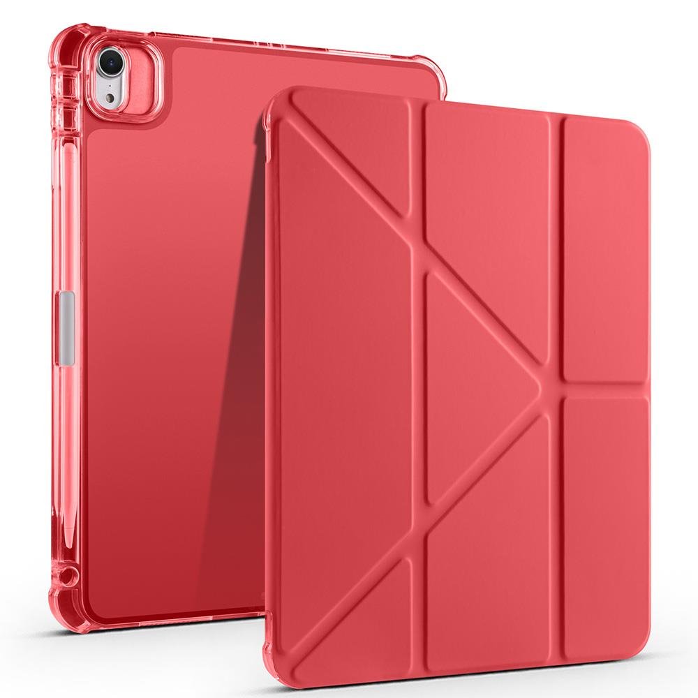 iPad Air 11 M2 2024 uyumlu Kapaklı Kılıf Kalem Bölmeli Tri Fold Standlı Uyku Modlu Akıllı Kapak Kırmızı