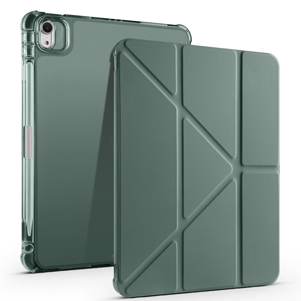iPad Air 11 M2 2024 uyumlu Kapaklı Kılıf Kalem Bölmeli Tri Fold Standlı Uyku Modlu Akıllı Kapak Koyu Yeşil
