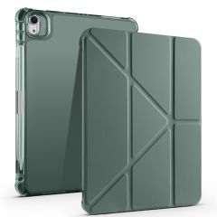 iPad Air 11 M2 2024 uyumlu Kapaklı Kılıf Kalem Bölmeli Tri Fold Standlı Uyku Modlu Akıllı Kapak Koyu Yeşil