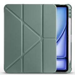iPad Air 11 M2 2024 uyumlu Kapaklı Kılıf Kalem Bölmeli Tri Fold Standlı Uyku Modlu Akıllı Kapak Koyu Yeşil
