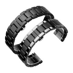 Amazfit GTS 2e 42 mm Uyumlu Seramik Metal Kordon Mat & Parlak Premium Seramik Kayış Mat Siyah