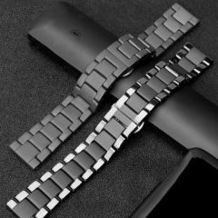 Amazfit GTS 2e 42 mm Uyumlu Seramik Metal Kordon Mat & Parlak Premium Seramik Kayış Mat Siyah