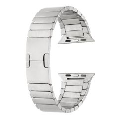 Apple Watch 7 8 41 mm uyumlu Metal Kordon Baklalı Model Bilezik Paslanmaz Çelik Kayış Kelebek Toka Gümüş