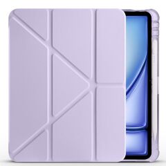 iPad Air 11 M2 2024 uyumlu Kapaklı Kılıf Kalem Bölmeli Tri Fold Standlı Uyku Modlu Akıllı Kapak Lila