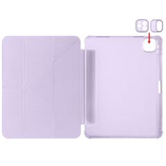 iPad Air 11 M2 2024 uyumlu Kapaklı Kılıf Kalem Bölmeli Tri Fold Standlı Uyku Modlu Akıllı Kapak Lila