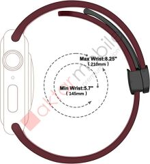 Apple Watch Ultra 49 mm uyumlu Silikon Kordon Magnetik D Tokalı Spor Kayış Mıknatıslı Toka Mor