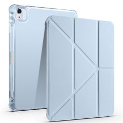 iPad Air 11 M2 2024 uyumlu Kapaklı Kılıf Kalem Bölmeli Tri Fold Standlı Uyku Modlu Akıllı Kapak Mavi