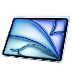iPad Air 11 M2 2024 uyumlu Kapaklı Kılıf Kalem Bölmeli Tri Fold Standlı Uyku Modlu Akıllı Kapak Mavi