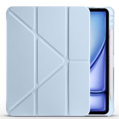 iPad Air 11 M2 2024 uyumlu Kapaklı Kılıf Kalem Bölmeli Tri Fold Standlı Uyku Modlu Akıllı Kapak Mavi