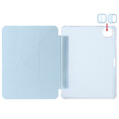 iPad Air 11 M2 2024 uyumlu Kapaklı Kılıf Kalem Bölmeli Tri Fold Standlı Uyku Modlu Akıllı Kapak Mavi