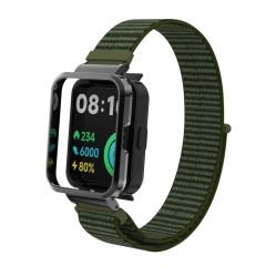 Redmi Watch 2 Lite uyumlu Spor Loop Kordon & Kasa Koruma 2 in 1 Hasır Örgü Cırtlı Kayış Velcro No: 08