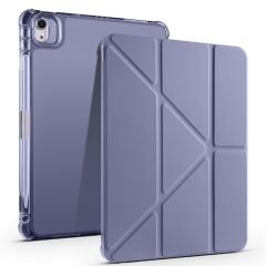 iPad Air 11 M2 2024 uyumlu Kapaklı Kılıf Kalem Bölmeli Tri Fold Standlı Uyku Modlu Akıllı Kapak Mor
