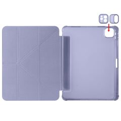 iPad Air 11 M2 2024 uyumlu Kapaklı Kılıf Kalem Bölmeli Tri Fold Standlı Uyku Modlu Akıllı Kapak Mor