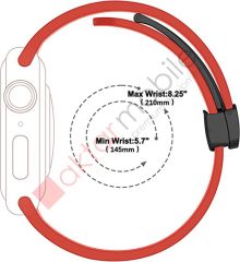 Apple Watch Ultra 49 mm uyumlu Silikon Kordon Magnetik D Tokalı Spor Kayış Mıknatıslı Toka Kırmızı
