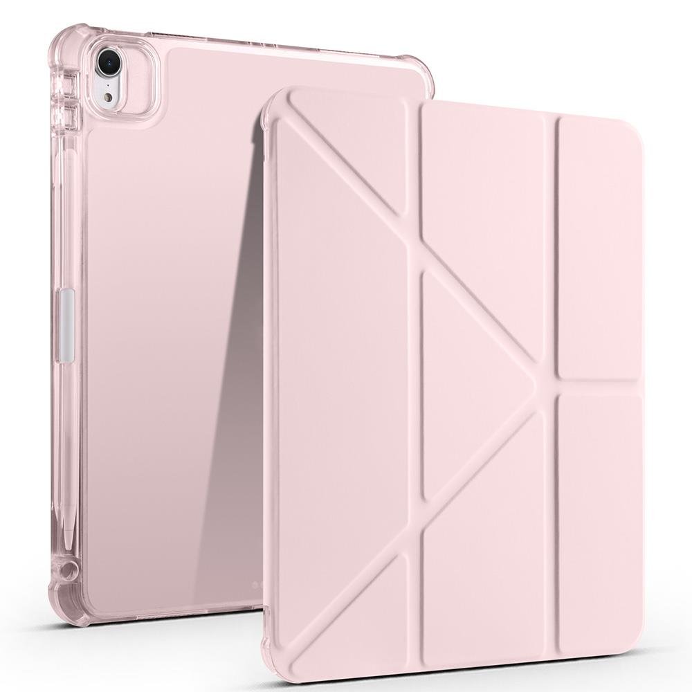 iPad Air 11 M2 2024 uyumlu Kapaklı Kılıf Kalem Bölmeli Tri Fold Standlı Uyku Modlu Akıllı Kapak Rose Gold