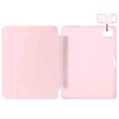 iPad Air 11 M2 2024 uyumlu Kapaklı Kılıf Kalem Bölmeli Tri Fold Standlı Uyku Modlu Akıllı Kapak Rose Gold