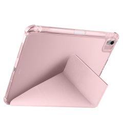 iPad Air 11 M2 2024 uyumlu Kapaklı Kılıf Kalem Bölmeli Tri Fold Standlı Uyku Modlu Akıllı Kapak Rose Gold