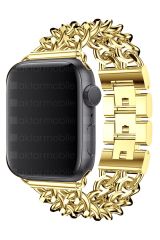 Apple Watch 7 6 SE 5 4 3 2 1 - 38 / 40 / 41 mm uyumlu Zincirli Metal Kordon Zincir Tasarım Kayış