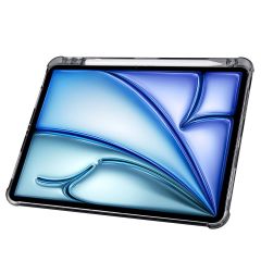iPad Air 11 M2 2024 uyumlu Kapaklı Kılıf Kalem Bölmeli Tri Fold Standlı Uyku Modlu Akıllı Kapak Siyah