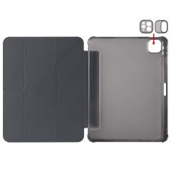 iPad Air 11 M2 2024 uyumlu Kapaklı Kılıf Kalem Bölmeli Tri Fold Standlı Uyku Modlu Akıllı Kapak Siyah