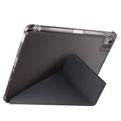 iPad Air 11 M2 2024 uyumlu Kapaklı Kılıf Kalem Bölmeli Tri Fold Standlı Uyku Modlu Akıllı Kapak Siyah