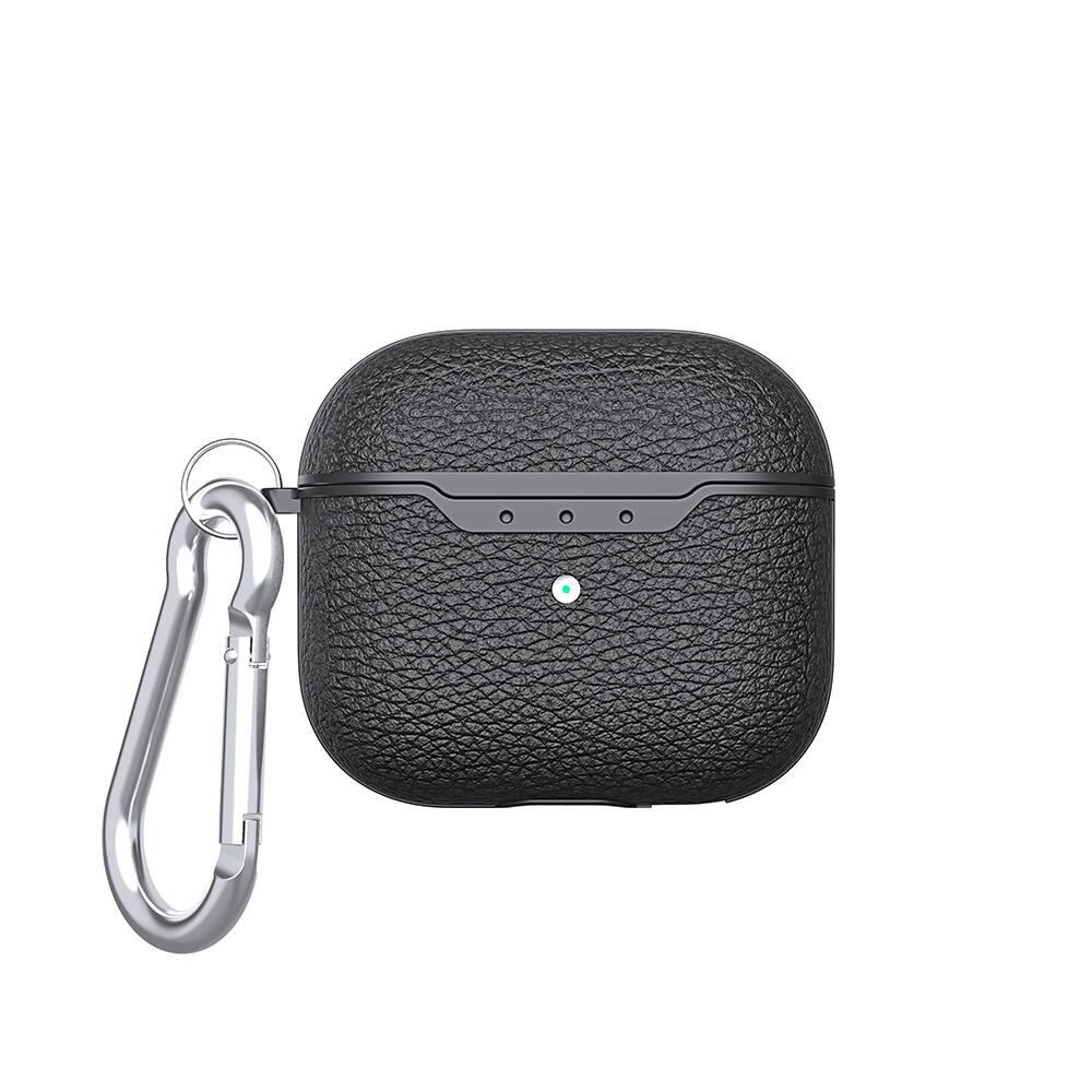 Airpods 4. Nesil Uyumlu Kılıf Deri Görünümlü Silikon Kapak Kulaklık Kılıfı Siyah