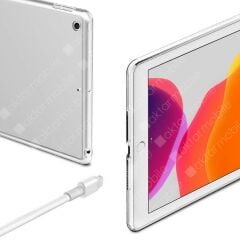 Apple iPad 9. Nesil 2021 10.2'' inc Kılıf Şeffaf Silikon Tablet Kılıfı Esnek TPU Kapak Arkası Buzlu
