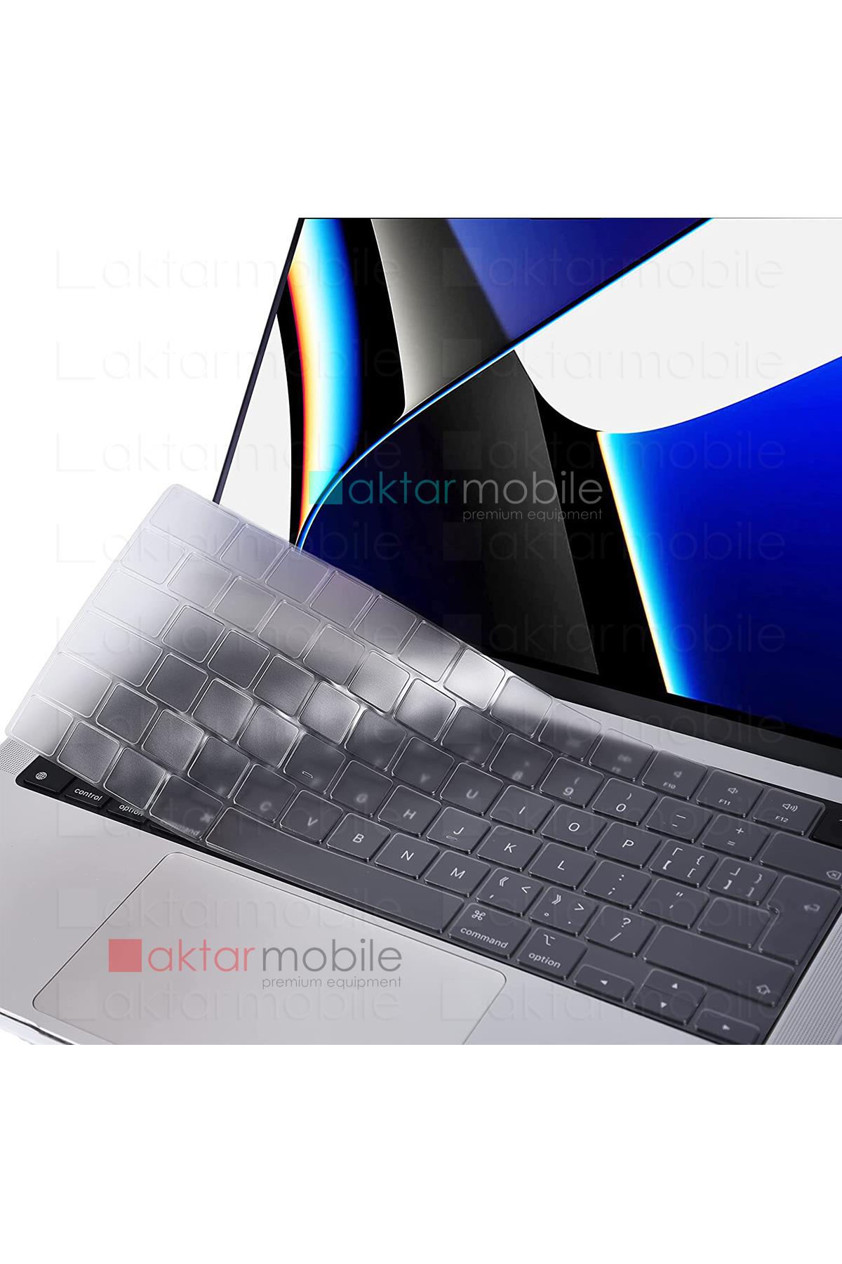 MacBook Pro 14 M3 2024 A2992 / A2918 uyumlu Şeffaf Klavye Koruyucu Türkçe Q Silikon Ped Trasparan