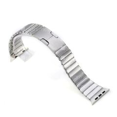 Apple Watch 7 6 SE 5 4 3 2 1 - 42 / 44 / 45 mm uyumlu Metal Kordon Baklalı Model Bilezik Çelik Kayış