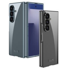 Galaxy Z Fold 7 uyumlu Kılıf Cam Arka Kapak Kamera Korumalı Metalik Kenarlı Premium Glitter