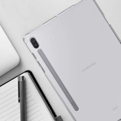 Samsung Galaxy Tab S7 FE LTE T737 Uyumlu Kılıf Silikon Kalem Bölmeli Tablet Kılıfı Şeffaf