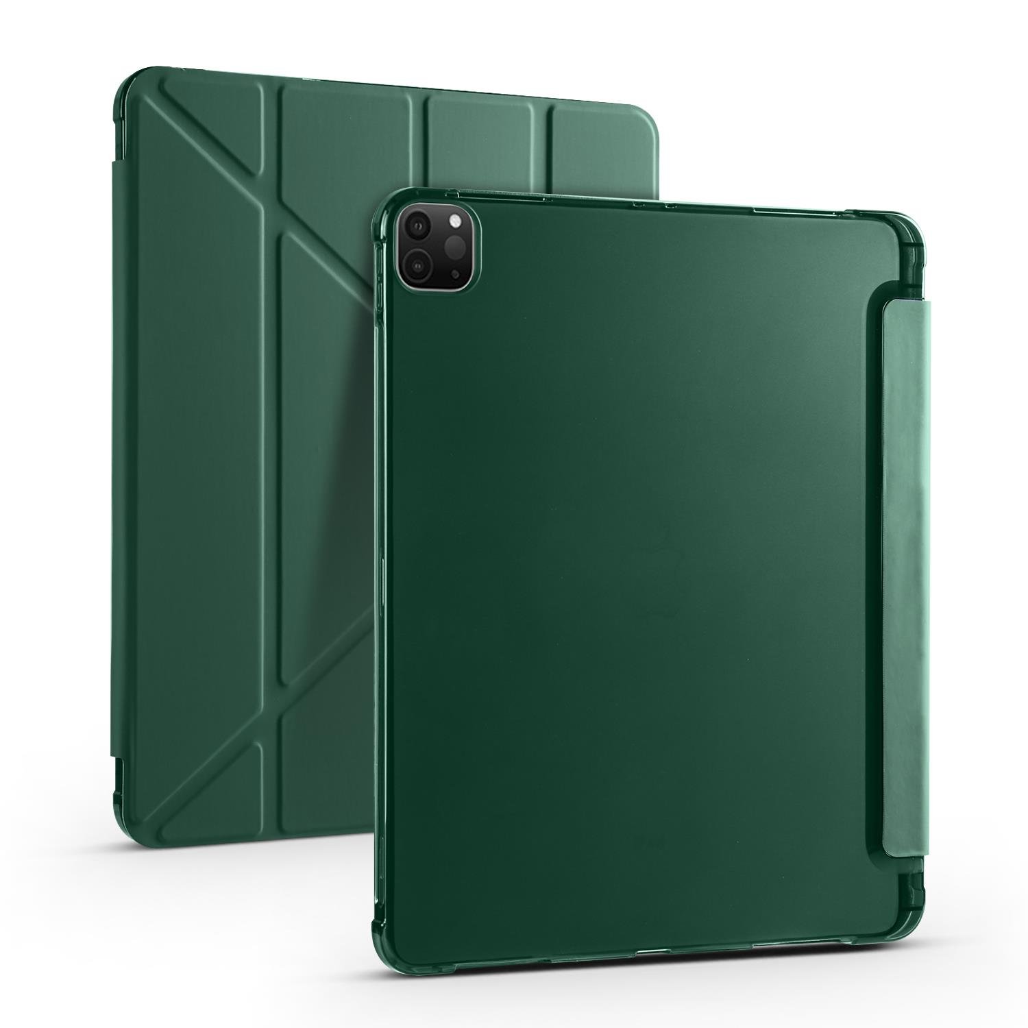 iPad Pro 11 4. Nesil 2022 M2 Uyumlu Kılıf Kalem Bölmeli Premium Akıllı Kapak Standlı Smart Cover Koyu Yeşil