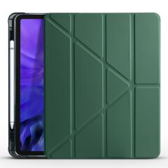 iPad Pro 11 4. Nesil 2022 M2 Uyumlu Kılıf Kalem Bölmeli Premium Akıllı Kapak Standlı Smart Cover Koyu Yeşil