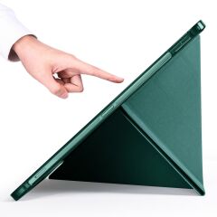iPad Pro 11 4. Nesil 2022 M2 Uyumlu Kılıf Kalem Bölmeli Premium Akıllı Kapak Standlı Smart Cover Koyu Yeşil