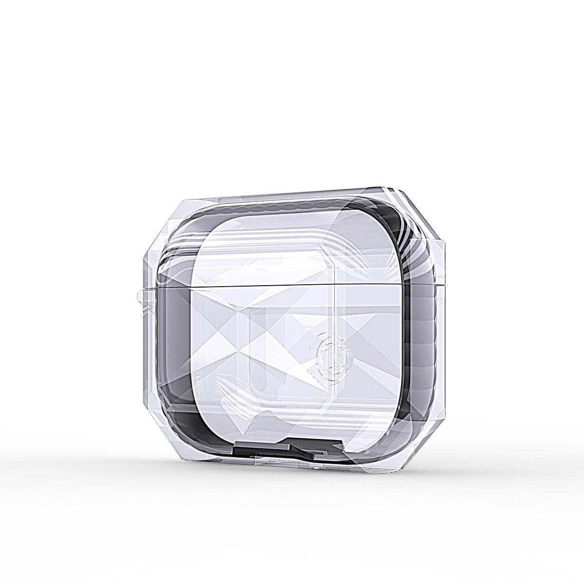Airpods Pro Uyumlu Kılıf Silikon Kulaklık Kılıfı Renkli Çerçeveli Şeffaf Geometrik Tasarım Siyah