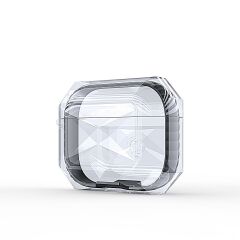Airpods Pro Uyumlu Kılıf Silikon Kulaklık Kılıfı Renkli Çerçeveli Şeffaf Geometrik Tasarım Siyah