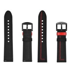 Amazfit Bip U Uyumlu Deri Kordon Spor Dikişli Deri Kayış