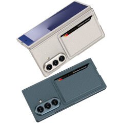 Galaxy Z Fold 7 uyumlu Kartlıklı Kılıf Kamera Korumalı PU Deri Premium Kapak