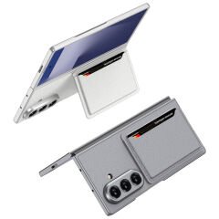 Galaxy Z Fold 7 uyumlu Kartlıklı Kılıf Kamera Korumalı PU Deri Premium Kapak