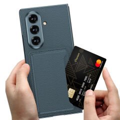 Galaxy Z Fold 7 uyumlu Kartlıklı Kılıf Kamera Korumalı PU Deri Premium Kapak