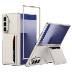 Galaxy Z Fold 7 uyumlu Kartlıklı Kılıf Kamera Korumalı PU Deri Premium Kapak