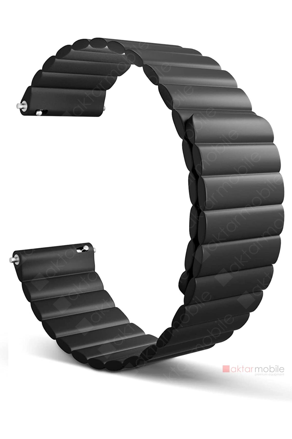 Huawei Watch GT 2 42 mm uyumlu Magnetik Silikon Kordon Çift Renkli Mıknatıslı Premium Kayış Siyah