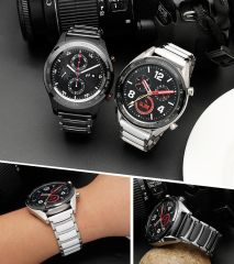 Amazfit GTR 2e 47 mm Uyumlu Seramik Metal Kordon Seramik Metal Kayış Beyaz - Gümüş